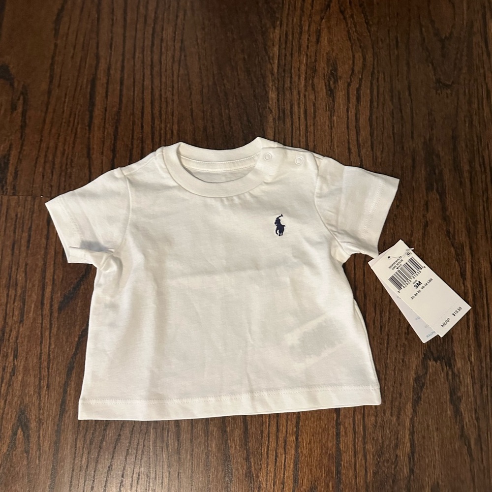*BRAND NEW W TAGS* Ralph Lauren White Cotton Jersey Crewneck Tee - 3M